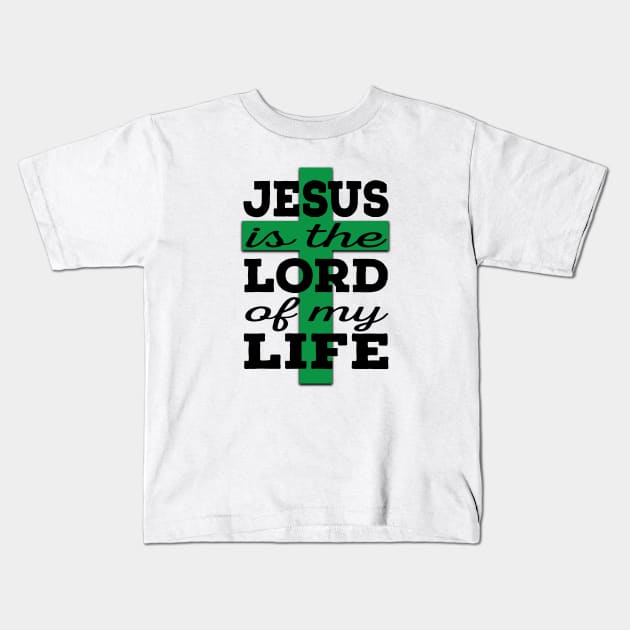 Jesus is Lord (black and green) Kids T-Shirt by VinceField